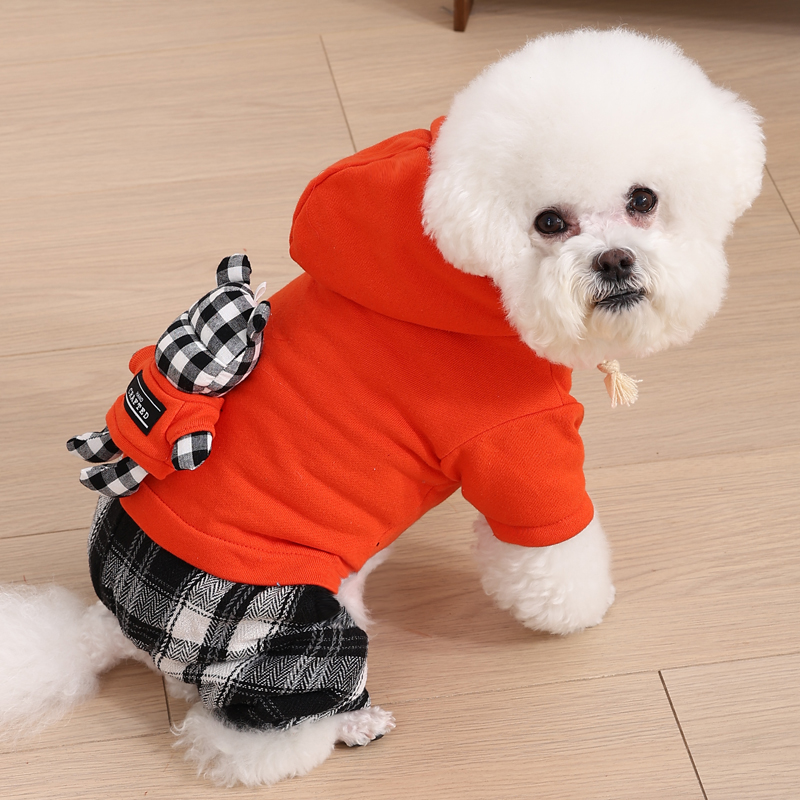 宠物狗狗衣服冬装加绒保暖棉衣可挂牵引绳小型犬泰迪比熊四脚衣服