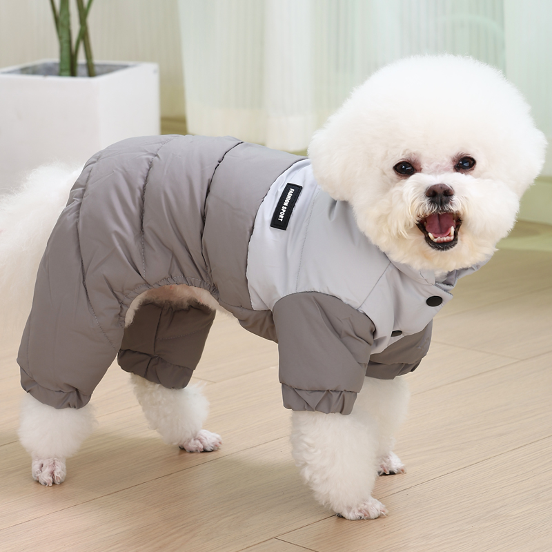 2025年新款可牵引宠物衣服冬季保暖棉服泰迪比熊中小型犬四脚衣服