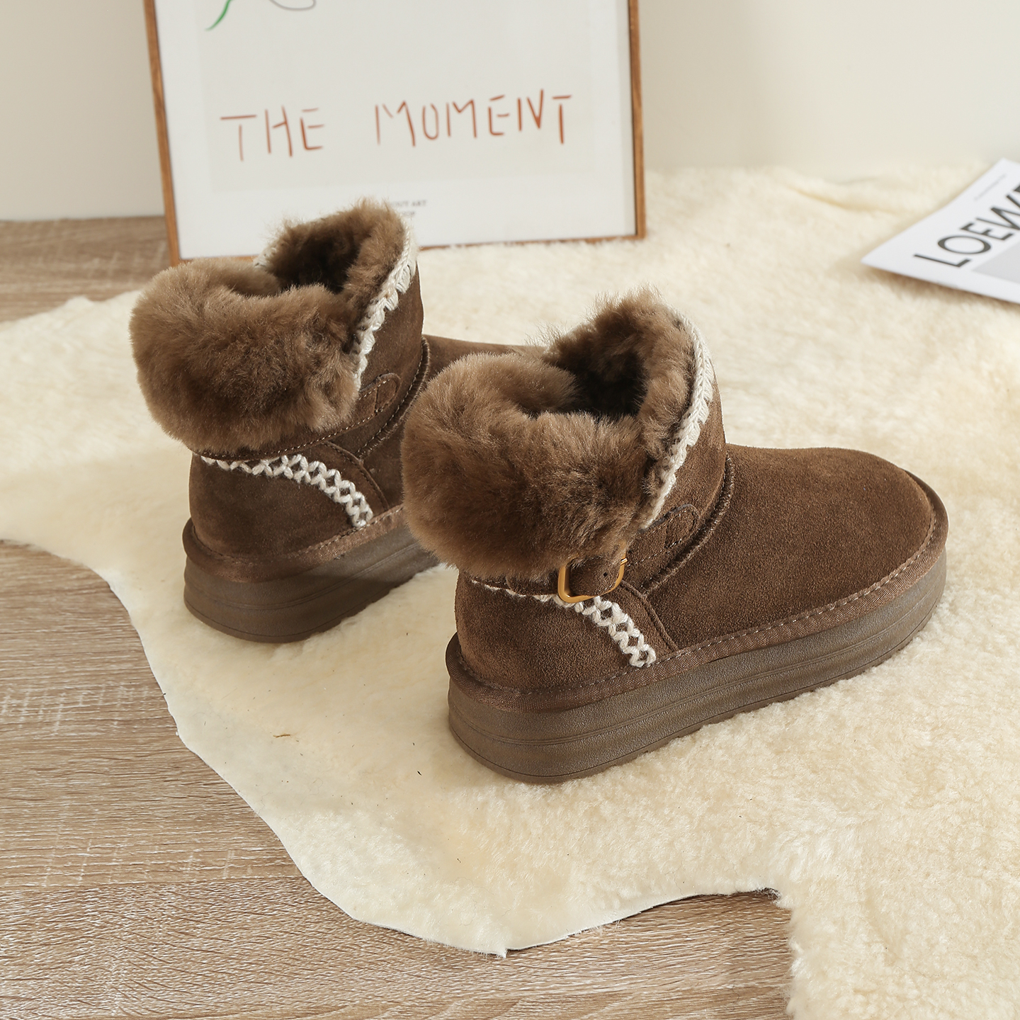 翻边雪地靴女冬季2025新款