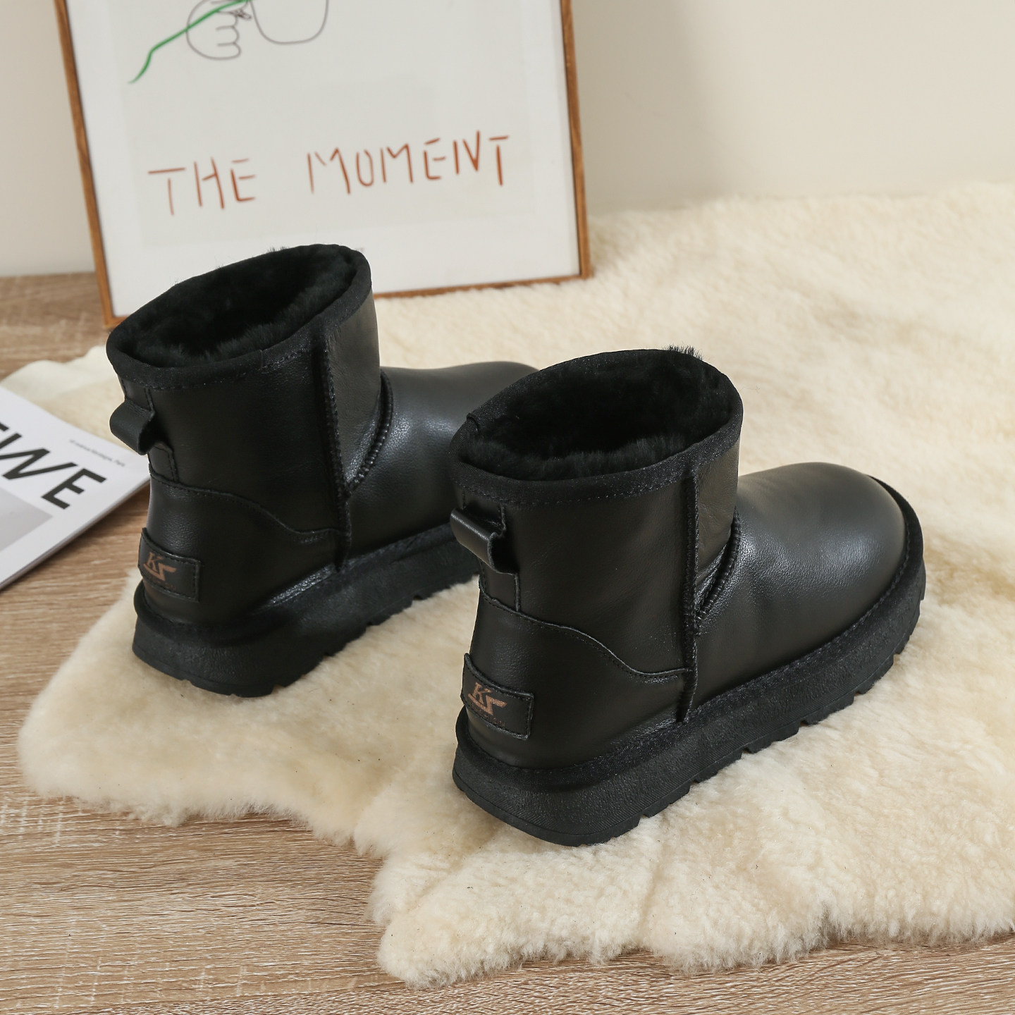 皮毛一体雪地靴男冬2025新款加绒加厚保暖防滑厚底短筒全羊毛棉鞋,流行男鞋,时尚雪地靴,淘宝优惠券,粉丝福利购,淘宝优惠卷