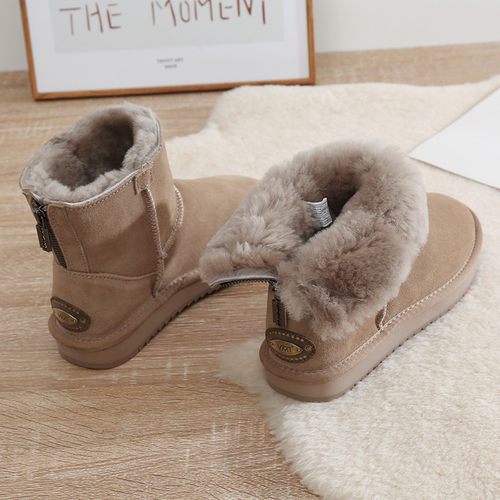 冬季潮加绒真皮羊毛大码雪地靴