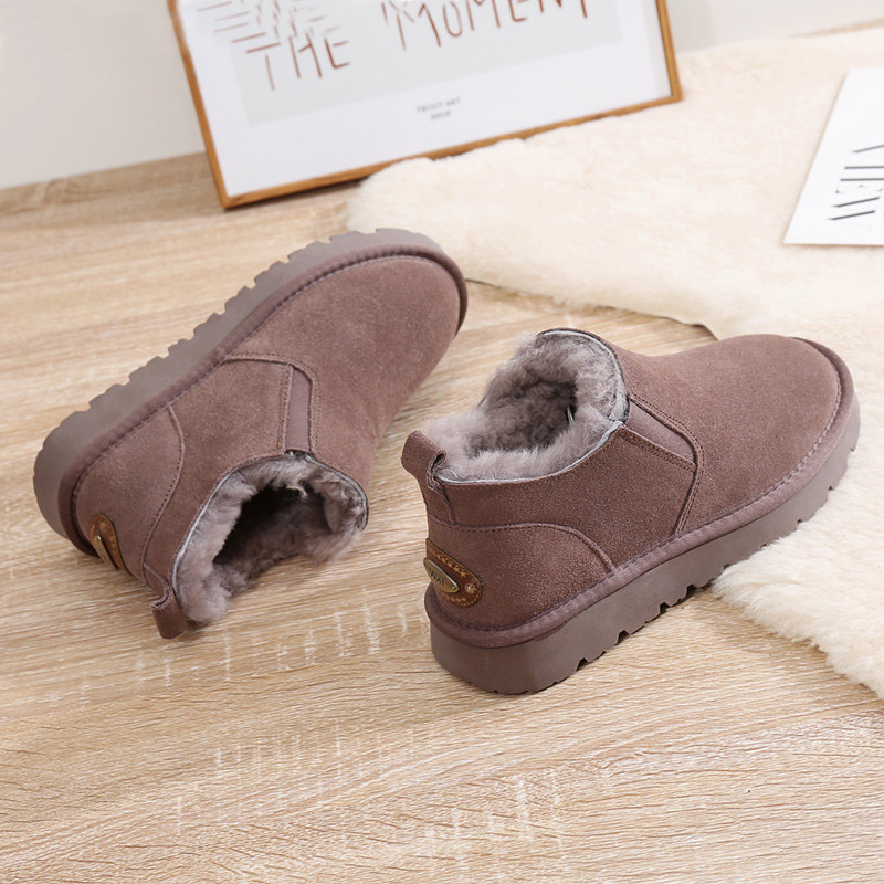 皮毛一体雪地靴女短靴