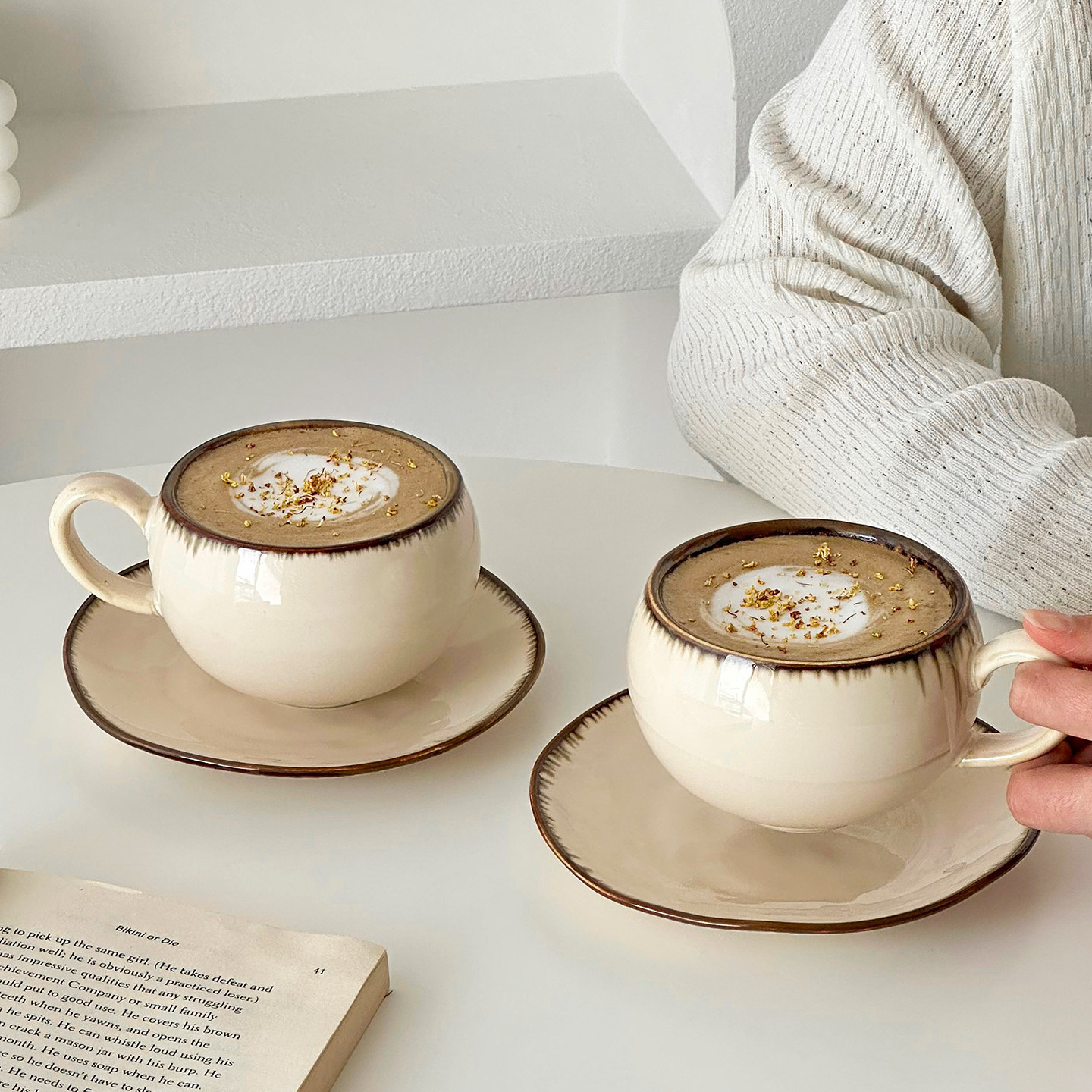 复古陶瓷咖啡杯家用高档精致拿铁杯下午茶餐具手冲拉花专用杯子