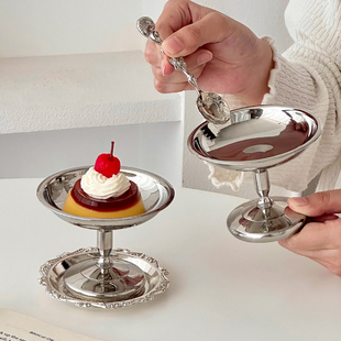 304不锈钢高脚甜品杯冰淇淋布丁奶冻碗ins风高颜值网红冰激凌杯