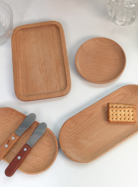 ins木盘子木托盘长方形圆盘茶盘 日式餐盘家庭用客厅咖啡甜品盘子