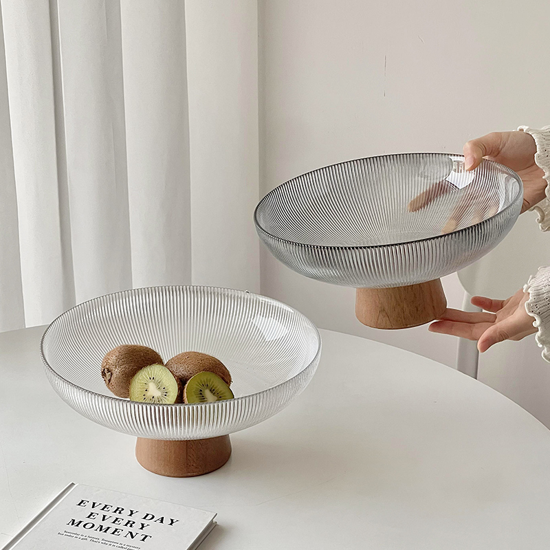 ins北欧风高脚玻璃水果盘家用