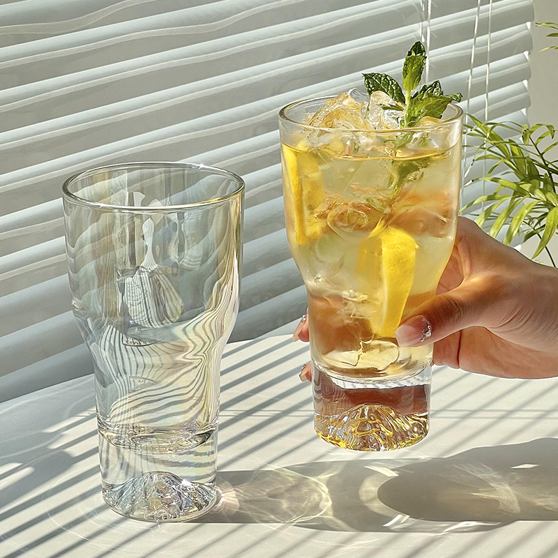 ins风小众设计感高颜值女家用喝水宽口玻璃杯子高级感冷饮果茶杯