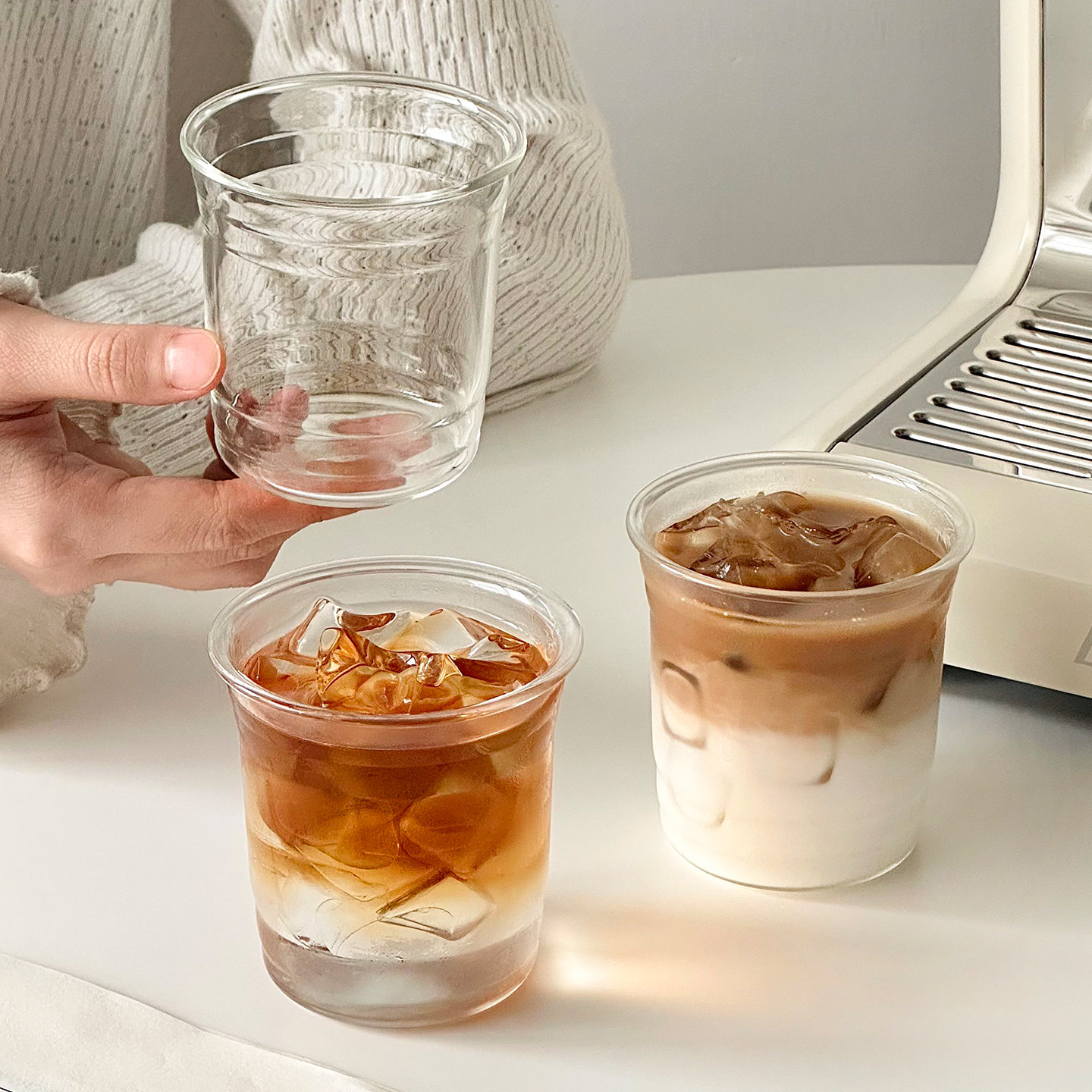 耐高温高硼硅玻璃杯家用透明喝水杯女高颜值简约冷饮冰美式咖啡杯