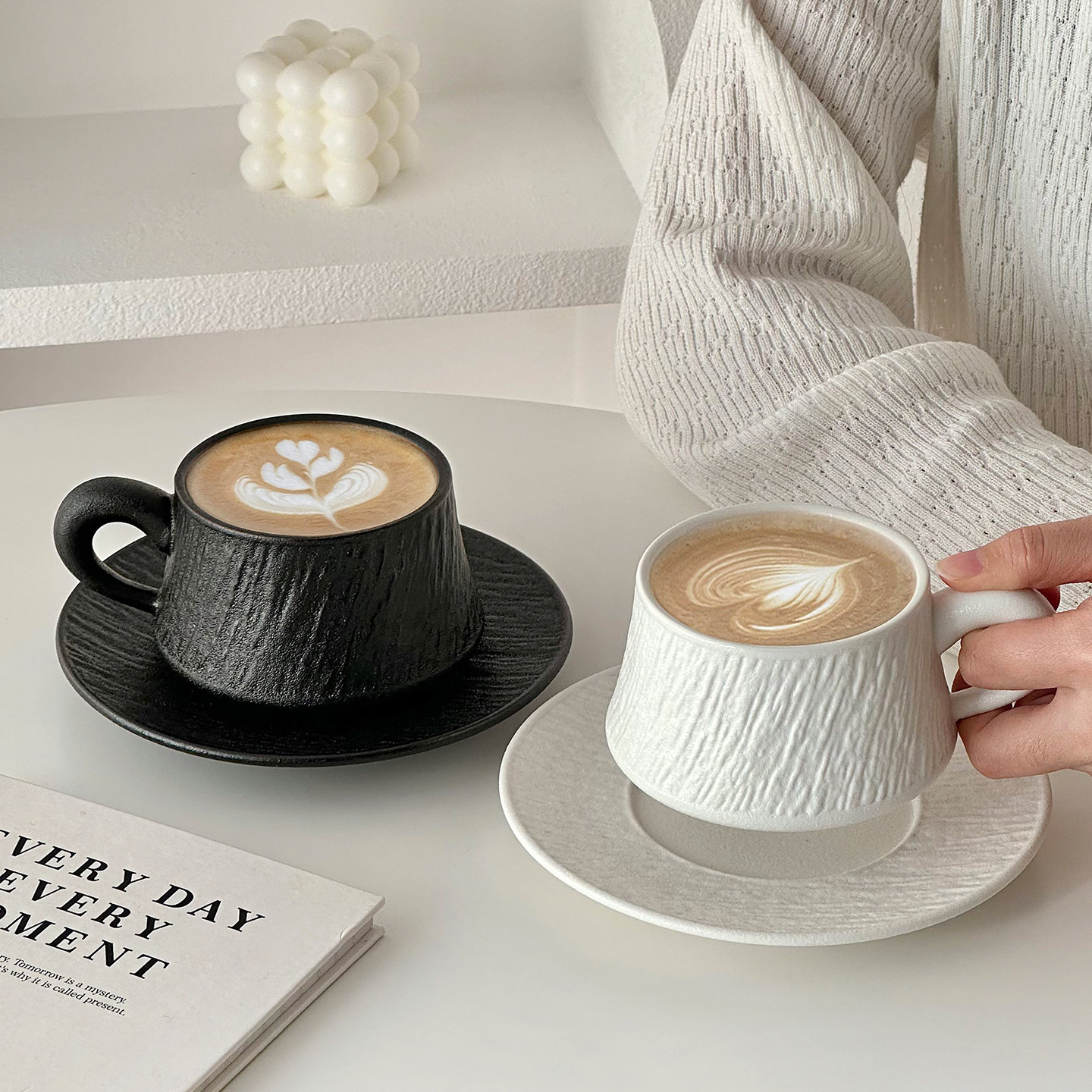 复古石纹咖啡杯子高档精致高颜值手冲浓缩拿铁杯拉花专用杯碟套装,餐饮具,咖啡杯,淘宝优惠券,粉丝福利购,淘宝优惠卷