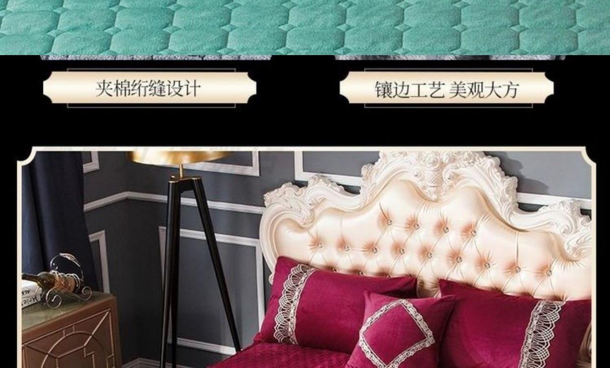 Chăn bông phủ giường ba bộ dày cashmere pha lê váy ấm Falais san hô lông cừu bộ giường Simmons bảo vệ bìa - Trang bị tấm khăn trải giường spa giá rẻ