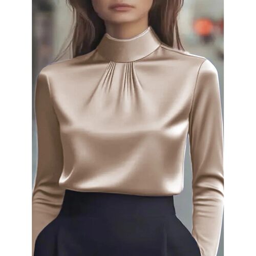 Women's Dressy Blouse Plain Elegant Daily Stylish High Neck