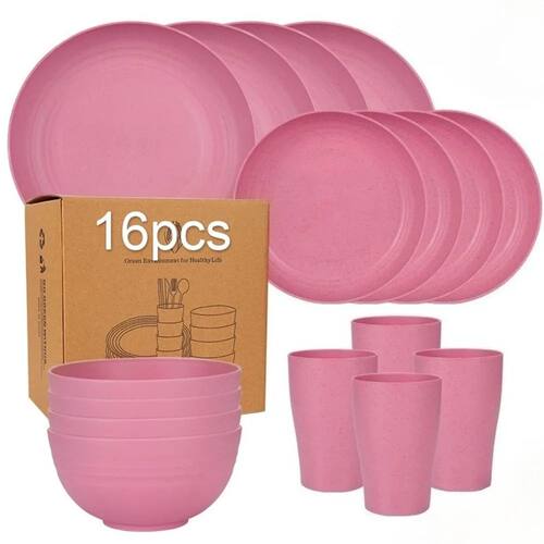 NEW 16-piece Set of Bowls, Cups and Plates, Pure Black Table