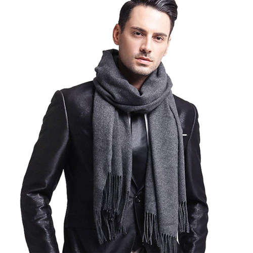 Elegant Gray Men's Scarf Winter Faux Cashmere Male Scarves B