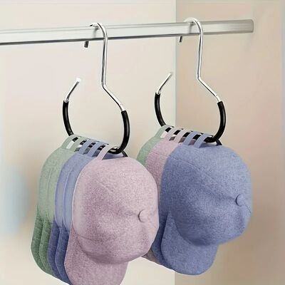 5pcs Stainless Steel Hat Hanger Organizer, Non-Slip Round Ri