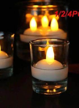 1/2/4PCS 6psc Flameless Floating Candle Waterproof
