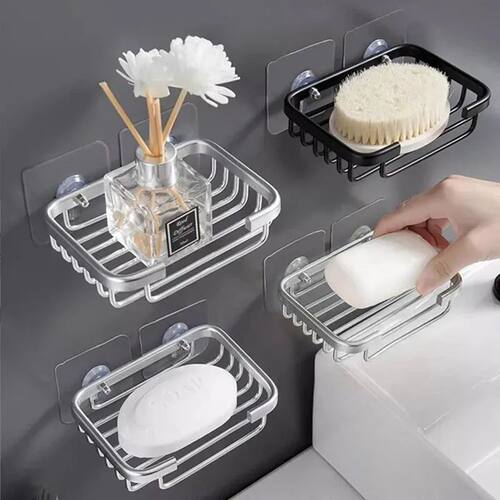 1pc Wall Mounted Aluminum Soap Rack, Kitchen, Bathroom, Drai
