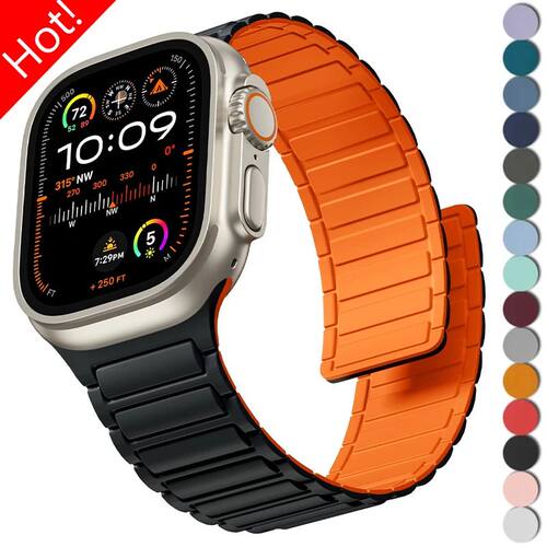Silicone Magnetic Band for Apple Watch Strap Ultra 3 2 49mm