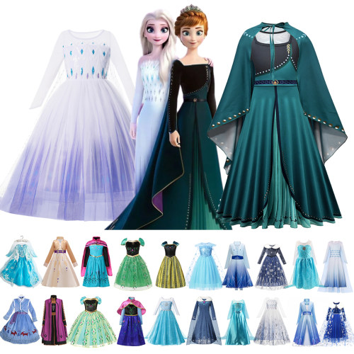 Frozen 1&2 Anna Elsa Princess Dress For Girl Birthday Party