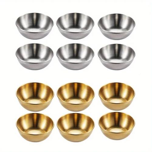 Set of 6 Stainless Steel Small Sauce Dishes Seasoning Servin