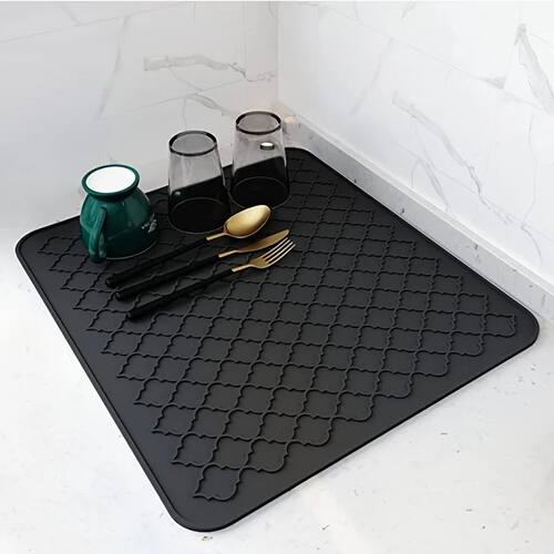 Dish Drying Mat for Kitchen Counter Silicone Drain Pad Heat-