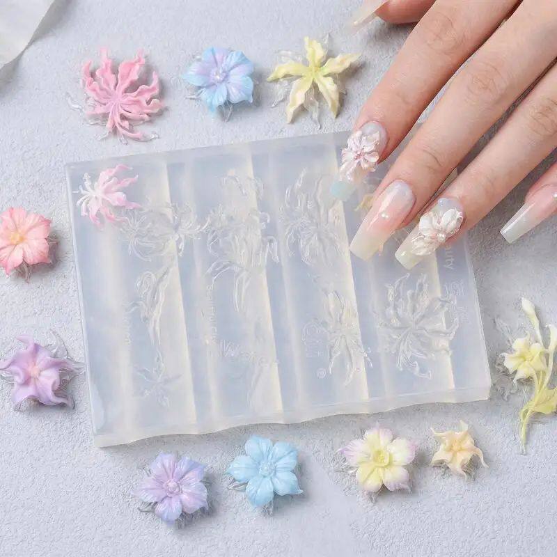 1Pcs Silicone Nail Art Mold Lily Flower Stereoscopic Relief - 实物图