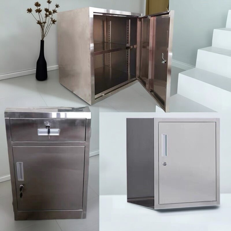 不锈钢柜子储物柜办公带锁钢制文件柜定制不锈钢矮柜铁皮柜
