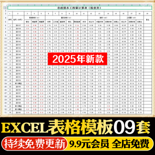 道路排水管道工程量计算表EXCEL表格模板给排水检查井管道雨水井
