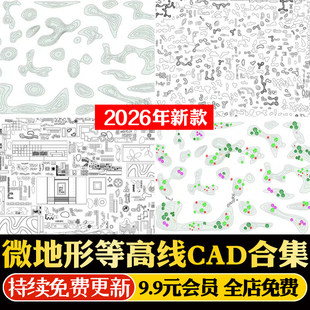 公园景观园林日式庭院新中式禅意枯山水等高线微地形cad素材图库