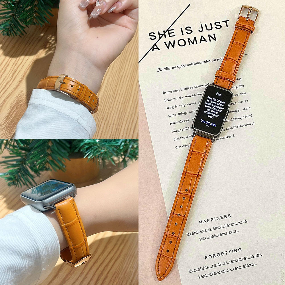 小众竹节纹卡扣表带适用华为手环10/9/8代腕带经典通用NFC版男女