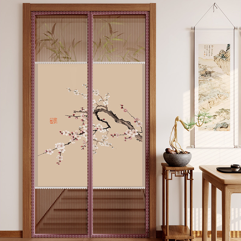 中式防蚊门帘魔术贴夏季家用隐私防蝇通风磁性自粘隔断遮挡免打孔,居家布艺,淘宝优惠券,粉丝福利购,淘宝优惠卷