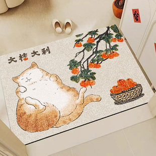 猫咪入户门垫家用门口耐脏蹭脚垫防滑垫 丝圈地垫进门大吉大利中式