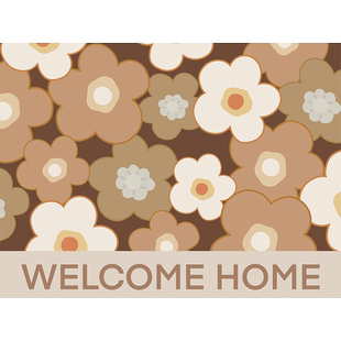 入户门地垫花卉皮革玄关脚垫子家用免洗可擦防滑奶油风进门口地毯