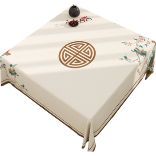 新中式正方形餐桌布防水布艺八仙桌小方桌茶几台布桌垫轻奢高级感