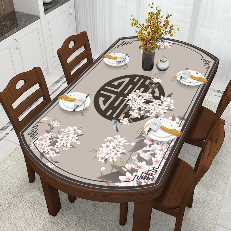 【Q弹硅胶】新中式桌布高级感防水防油免洗防烫餐桌垫弧形台垫布