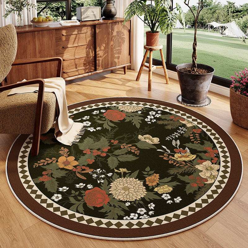 美式复古圆形转椅专用地垫书房卧室电脑椅地毯客厅沙发摇摇椅垫子,居家布艺,地毯,淘宝优惠券,粉丝福利购,淘宝优惠卷