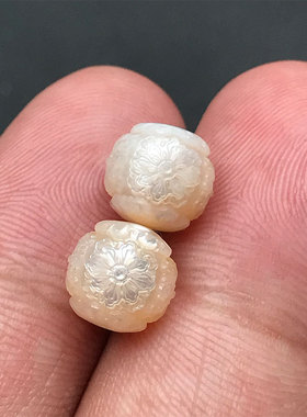 8MM天然淡水珍珠老型珠格桑花精工雕刻珍珠DIY文玩手串配件顶腰珠