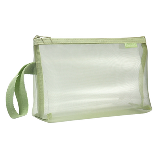 得力大容量透明网纱笔袋初中女生小学生ins简约日系考试专用多功能高中生高颜值收纳包设计感小众文具铅笔袋