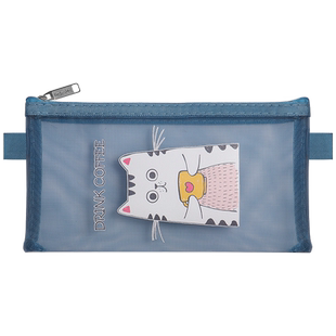 笔袋黑色网纱透明女孩小学生ins日系大容量网格网状女生文具袋考试用初中生铅笔袋韩国简约中学生小清新少女