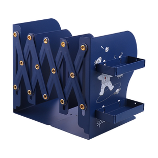 可伸缩书立架带笔筒高中生简约铁书架桌上学生收纳书靠书档书托简易桌面学生用加厚大号折叠书夹放书的架子