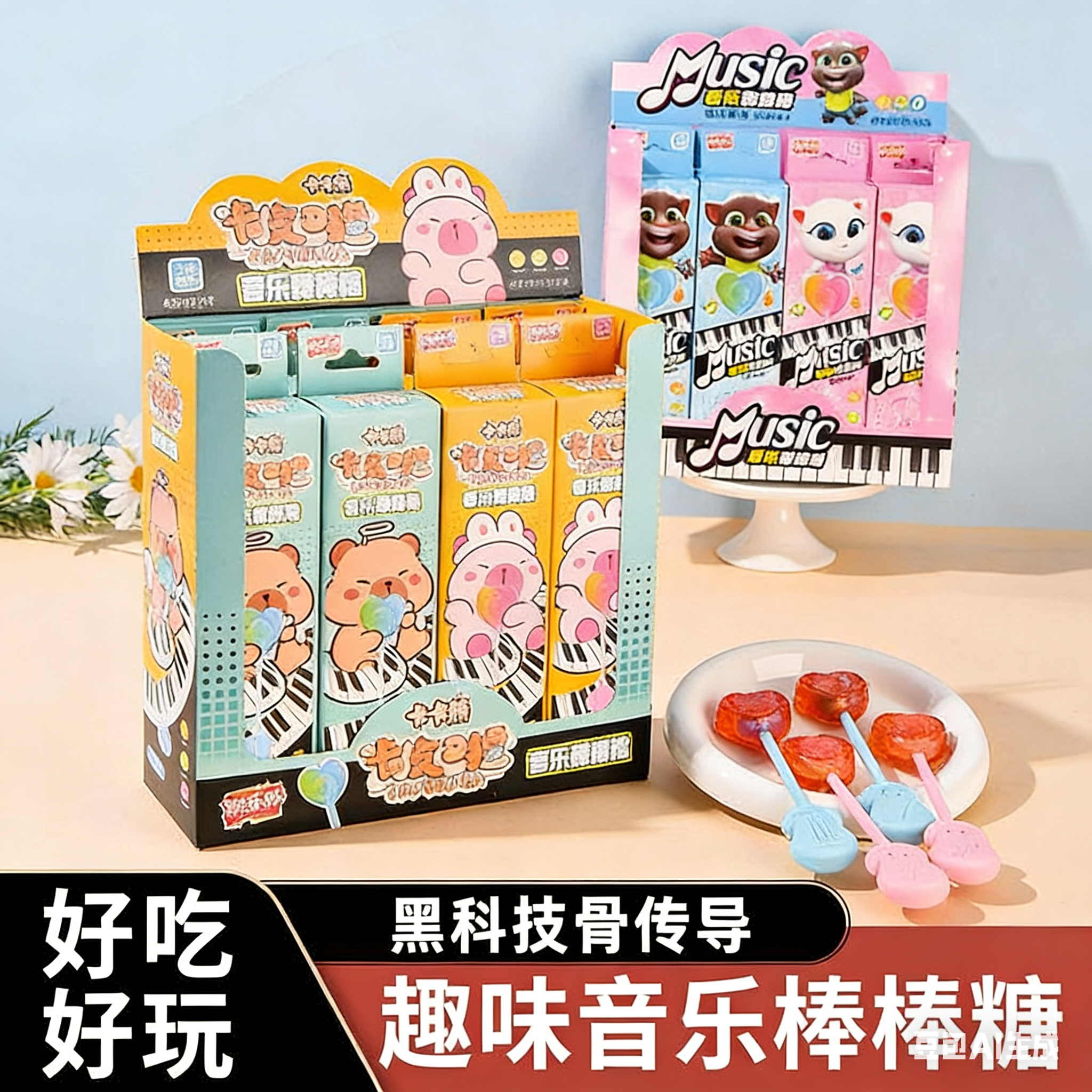 骨传导音乐棒棒糖网红爆款儿童零食水果味会唱歌的糖高颜值美味
