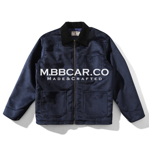 MBBCAR窄幅西部系列丝绒密歇根印第安唐草花图腾压花铁路工装夹克