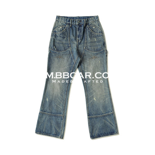 MBBCAR窄幅 西部系列16.4OZ伐木3.0水洗擦脏微喇叭747巴黎扣靴裤