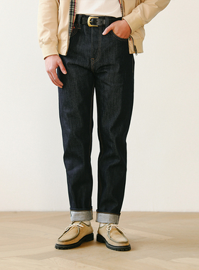 MBBCAR窄幅702原创设计美式复古赤耳丹宁牛仔裤 阿美咔叽原色小脚