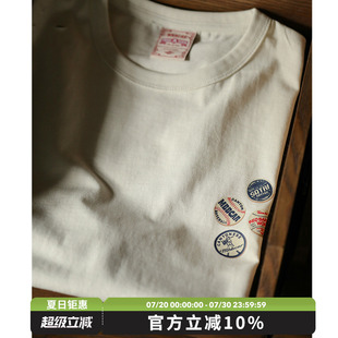 T恤 MBBCAR窄幅 230G短款 宽水洗做旧破洞胸针印花dirty fit短袖