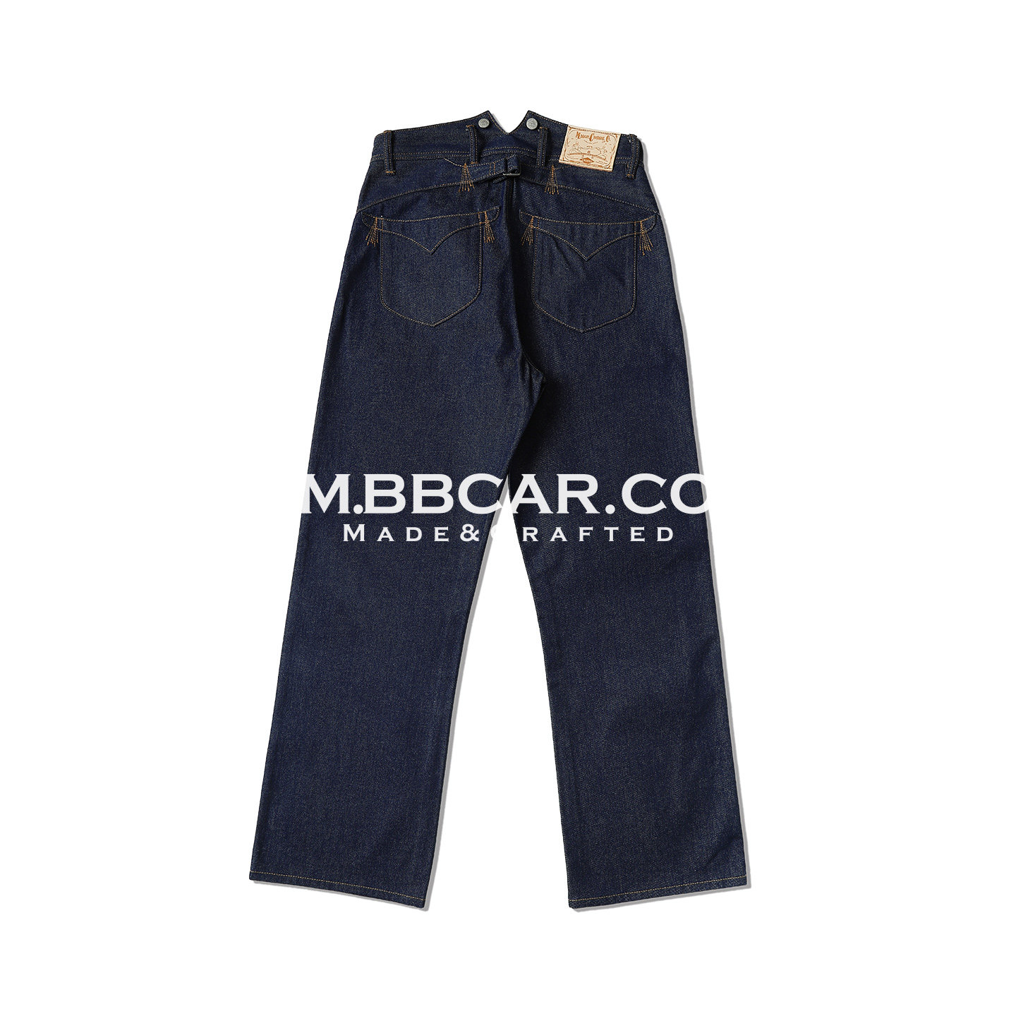 MBBCAR窄幅克劳斯15OZ赛络纺靛蓝赤耳丹宁705B淘金补强专利牛仔裤