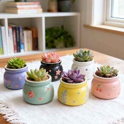 陶瓷花盆创意手绘拇指盆