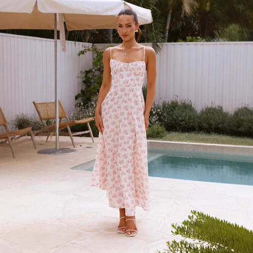 2025 INS Women's Long Dress Dress Sling Holiday Beach Dress