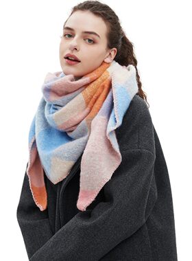 2024 Fashion INS Plaid Scarf Ring Yarn Triangle Shawl Scarf