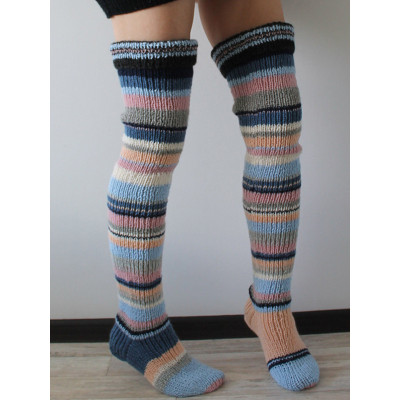 Knit Long Stockings Socks欧美时尚针织堆堆袜女长筒过膝毛线袜