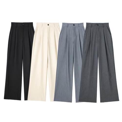 Spring/Autumn Pleated High-Waist Casual Long Pants休闲长裤女